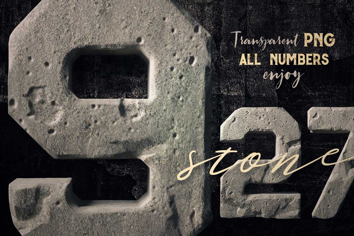 Grunge Stone 3D Numbers