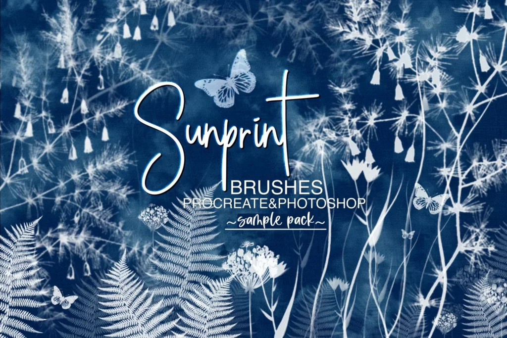 Sunprint Brushes for Procreate and Photoshop Sample Pack