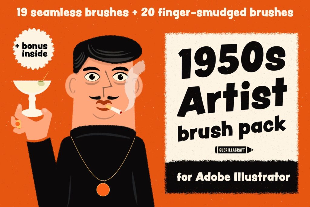 1950s Artist Brush Pack for Adobe Illustrator
