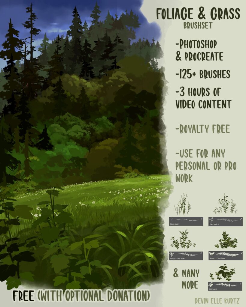 Foliage & Grass Brush set (Photoshop/Procreate)