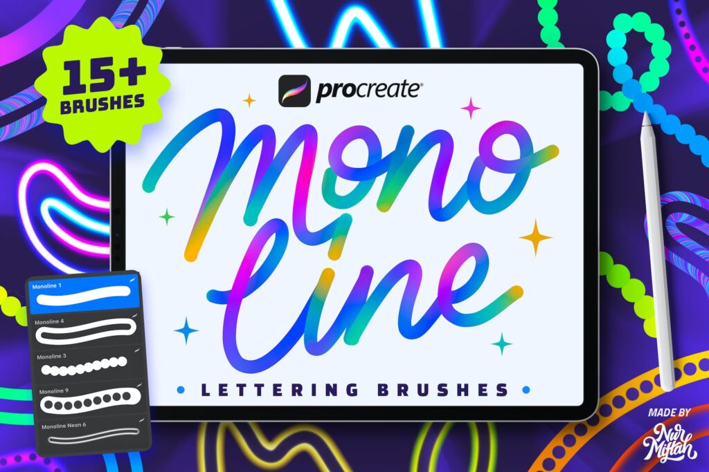 Procreate Monoline Lettering Brushes
