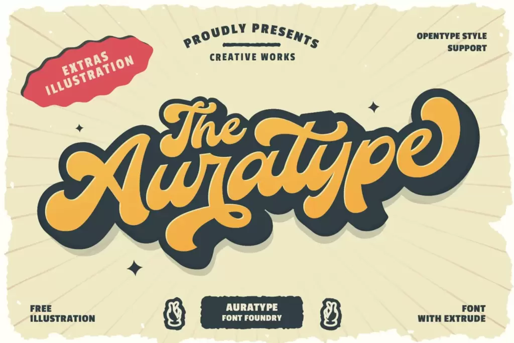 The Auratype - Retro Font & Extras Illustration
